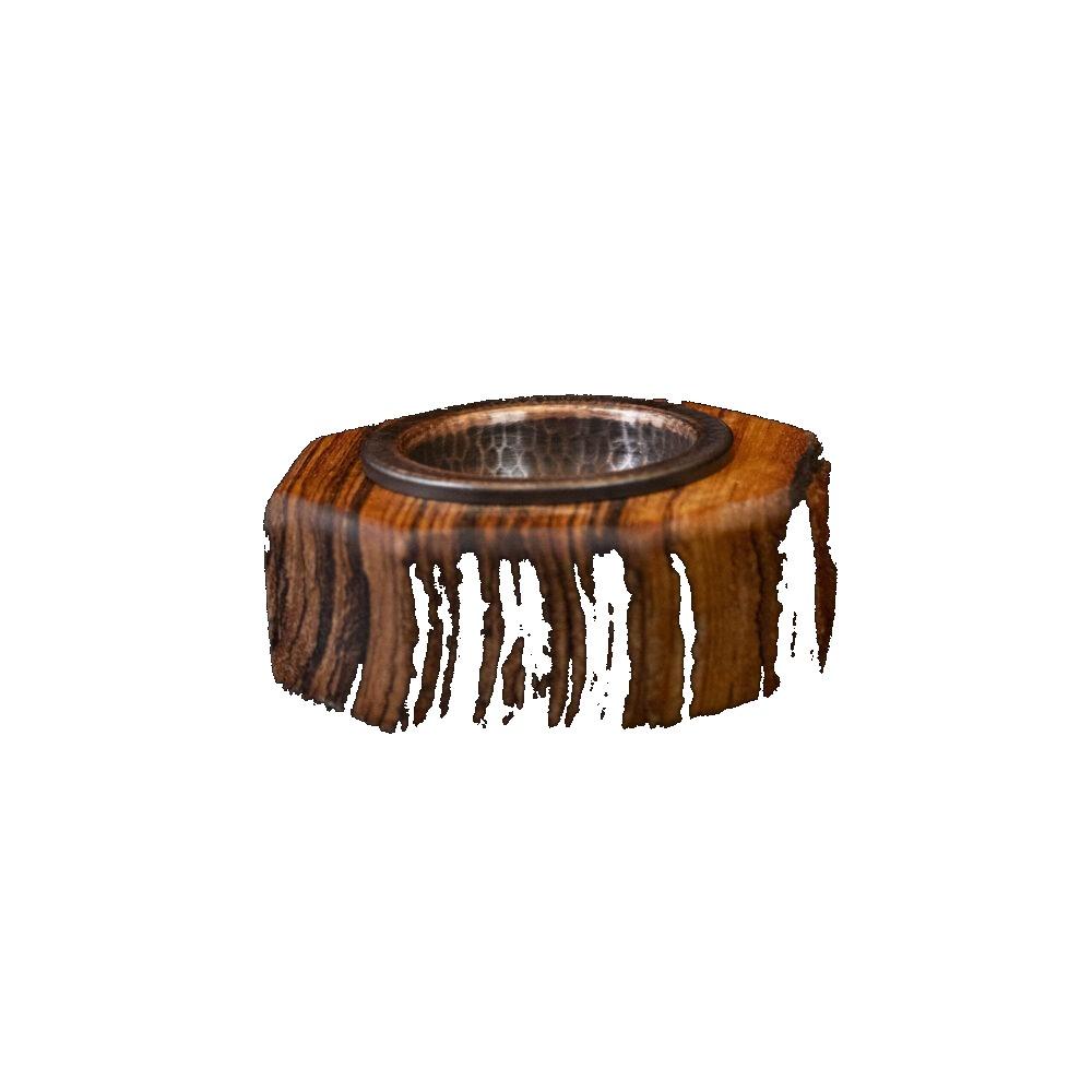 Incensiere ottagonale in legno zebrano e coppa in rame, 1 pz - immagine 2