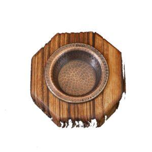 Incensiere ottagonale in legno zebrano e coppa in rame, 1 pz