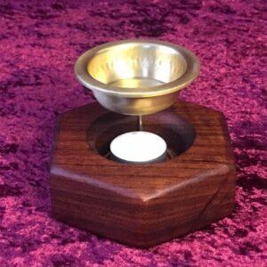 Diffusore esagonale per olii essenziali in legno etimoè e coppa in ottone, 1 pz