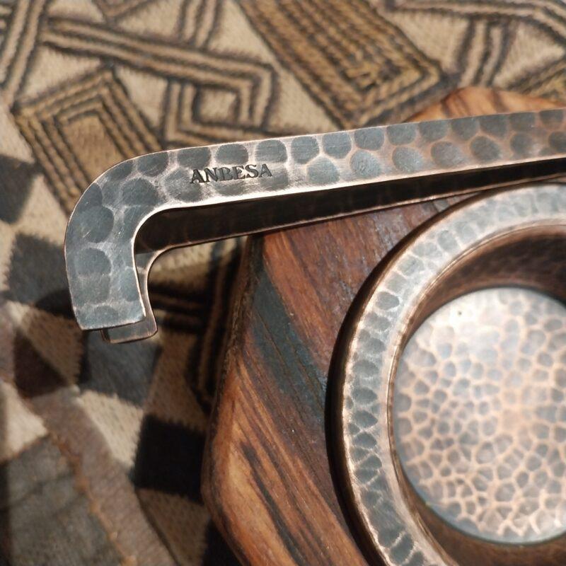 Incensiere ottagonale in legno zebrano e coppa in rame, 1 pz - immagine 3