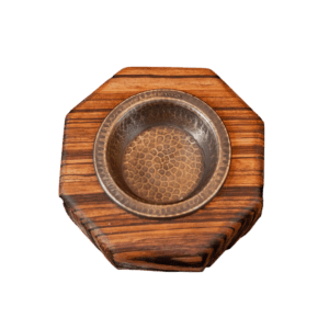 Incensiere ottagonale in legno zebrano e coppa in rame, 1 pz