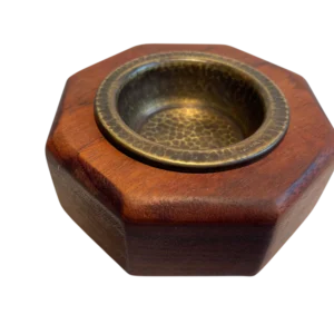 Octagonal incense burner in etimoè wood and a burnished brass cup, 1 pc